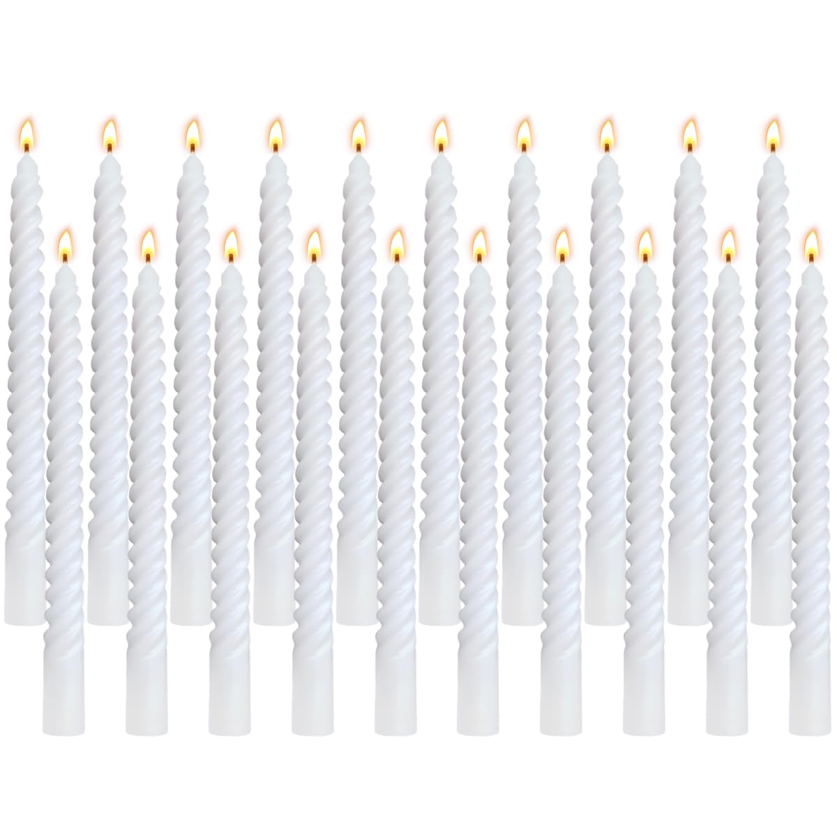 Photo 1 of 20 Pack 10 Inch White Spiral Taper Candles for Home Decor and Religious Ceremonies, Unscented Dripless Twisted Candlesticks for Weddings Dinner Holiday Decoration Formal Events