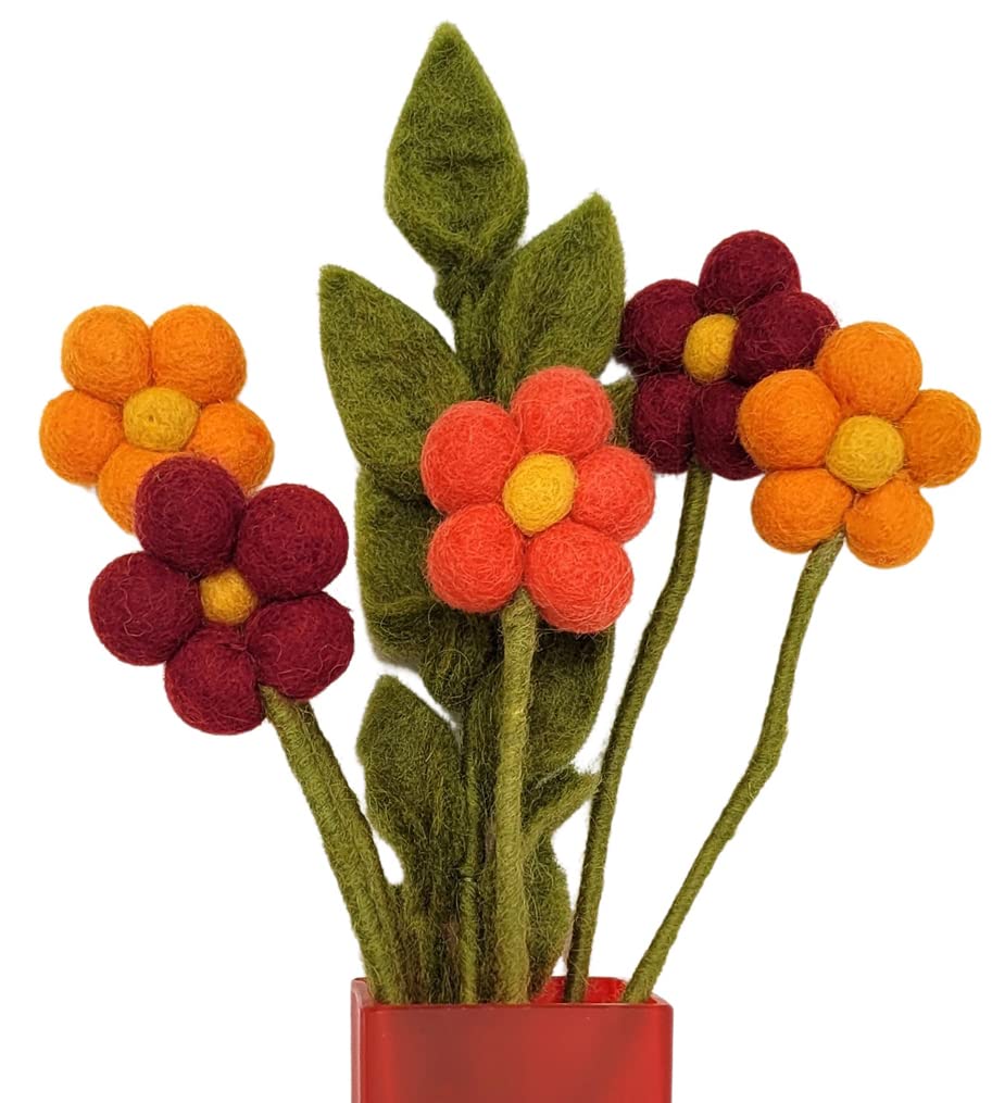 your castle Bouquet of 5 Handmade Felt Flowers & 1 AST, Fair Trade, Sustainable Felt Decoration, Realistic Artificial Flowers, Textile Flowers, Felt Set Flowers, Fabric Flowers, Felt Flowers, Poppy