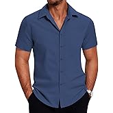 COOFANDY Mens Short Sleeve Button Down Shirt Lightweight Wrinkle Free Untucked Dress Shirts
