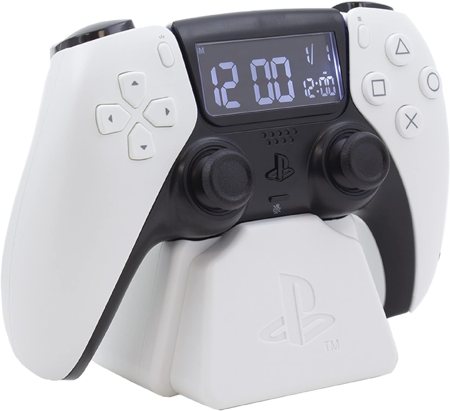Paladone PlayStation PS5 Controller Alarm Clock - Officially Licensed Sony Merchandise Digital White Clock With Date, Gift Accessory for Gamer, Bedroom Decor