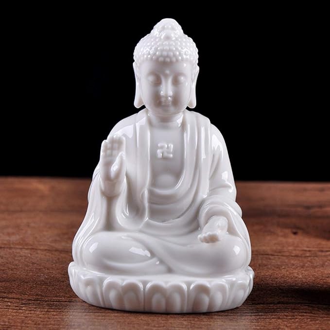 NYKK Buddha Stone White Ceramic Handmade Buddha Statue In Blessing
