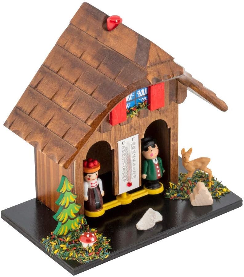TFA Dostmann Wetterhäuschen Weather House Real Wood, Made in Germany, Beige, L170 x B178 x H115 mm - Image 3