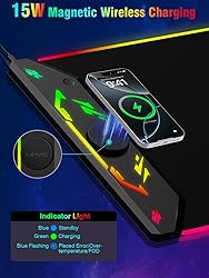 Gaming Mouse Pad RGB, 35"x15.8" Large Keyboard Desk