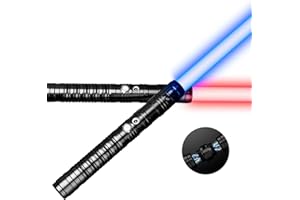 JEAOUSM Dueling Double Lightsabers Metal 2-in-1 RGB FX Rechargeable Light Saber Double-Edged Sword Alloy
