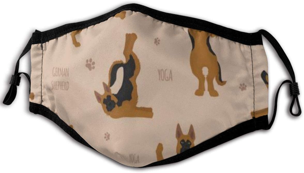 Masks Yoga Dogs Poses And Exercises German Shepherd 15X23 Cm Face Mask Unisex For Outdoor Activities