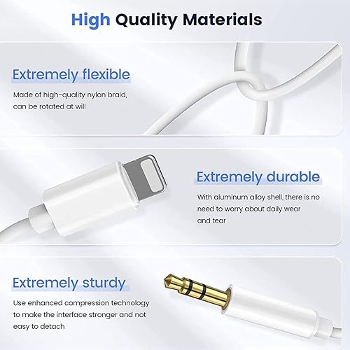 Apple MFi Certified] iPhone AUX Cord for Car Stereo,