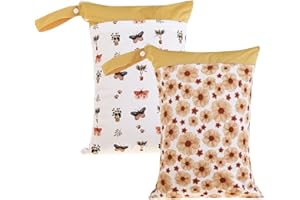 MOMIGO 2 pcs/set Wet Dry Bags for Baby Cloth Diapers - Reusable, Washable for Stroller, Diapers, Travel Bags, Gym Bag (Butterfly)