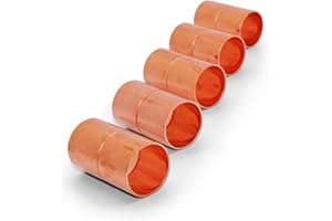 FLOTREK Copper Fitting HVACR OD 7/8" (HVAC Outer Dimension) 3/4" (Plumbing Inner Dimension) - Straight Coupling Fittings With Rolled Tube Stop & ACR – 99.9% Pure Copper - 5 Pack