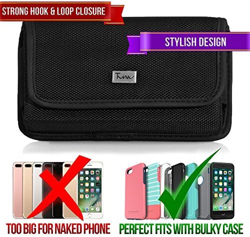 Rugged Heavy Duty Nylon Canvas Horizontal EXTRA LARGE Oversize Belt Clip Case Pouch Holster for Microsoft Lumia 550 [PERFECT FITS WITH MAXBOOST BATTERY CASE ON IT ]