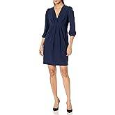 Tommy Hilfiger Womens 3/4 Sleeve V-Neck Pleat Front Mini Dress