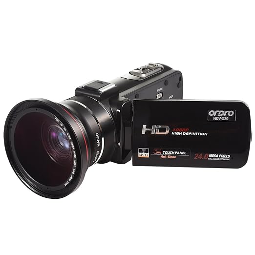 title=ORDRO 1080P 30FPS HD videocamera Con lente d'angolo larga 72mm Camera Digitale