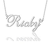 AOLO Ricky Heart Name Necklace Silver Stainless