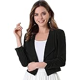 Allegra K Women's Notched Lapel Ruched Sleeve Jackets Business Cropped Blazer
