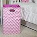 Folding Laundry Basket, Pink Chevron with Handles – High-Strength Polymer Construction – Folds for Easy Storage and Transportation