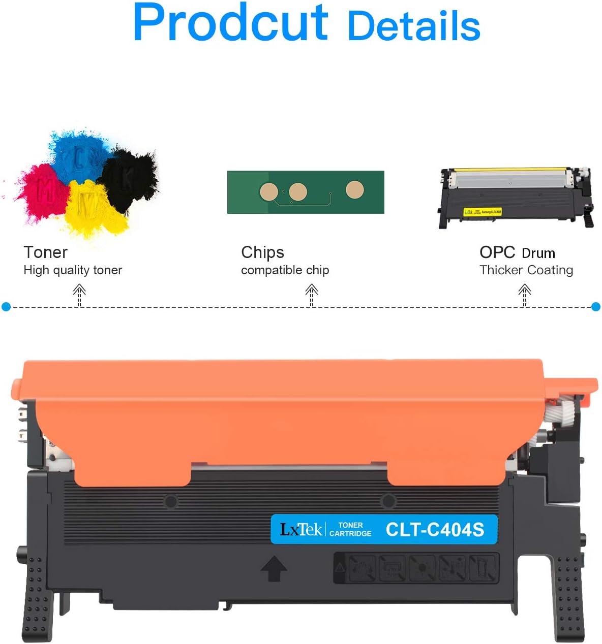404S Compatible Toner Cartridge Replacement for Samsung P404C CLT-P404C for Xpress SL C430 C430W C480 C480W C480FN C480FW (1 Black/1 Cyan/1 Magenta/1 Yellow - Image 5