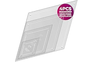 LASERTHING Diamond Quilting Acrylic Templates 4", 3", 2", 1" 60 Degree 1/4" Seam Allowance, 1/8" Acrylic