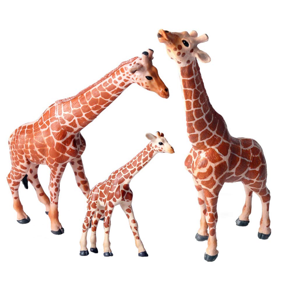JOKFEICE Giraffe Animal Toys, 3pcs Plastic Realistic Animal Figures, Odorless, Hand Paint, Learning Educational Toys, Christmas Birthday Cake Topper Gift for Kids