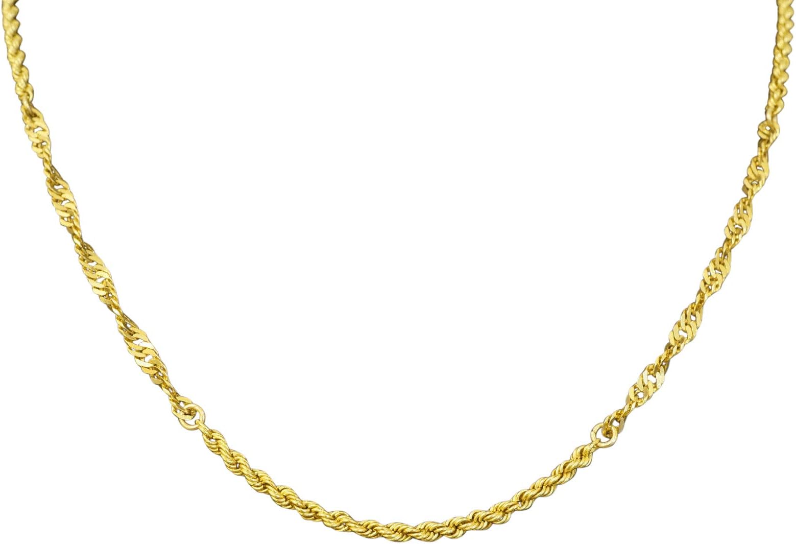22ct Yellow Gold 25 Twisted Rope Chain/Necklace 2mm Width