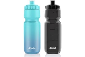 SLUXKE 32oz Cycling Water Bottle 2Pack, 1000ml Sports Squeeze Bottle BPA Free, Lightweight Fits Most Bike Cages Bicycle