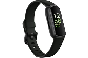 Google Fitbit Inspire 3 Tracker de santé et de remise en forme avec gestion du stress, intensité d'entraînement, suivi du sommeil, fréquence cardiaque 24h/24, 7j/7 et plus encore, zen minuit/noir, taille unique (bandes S et L incluses)
