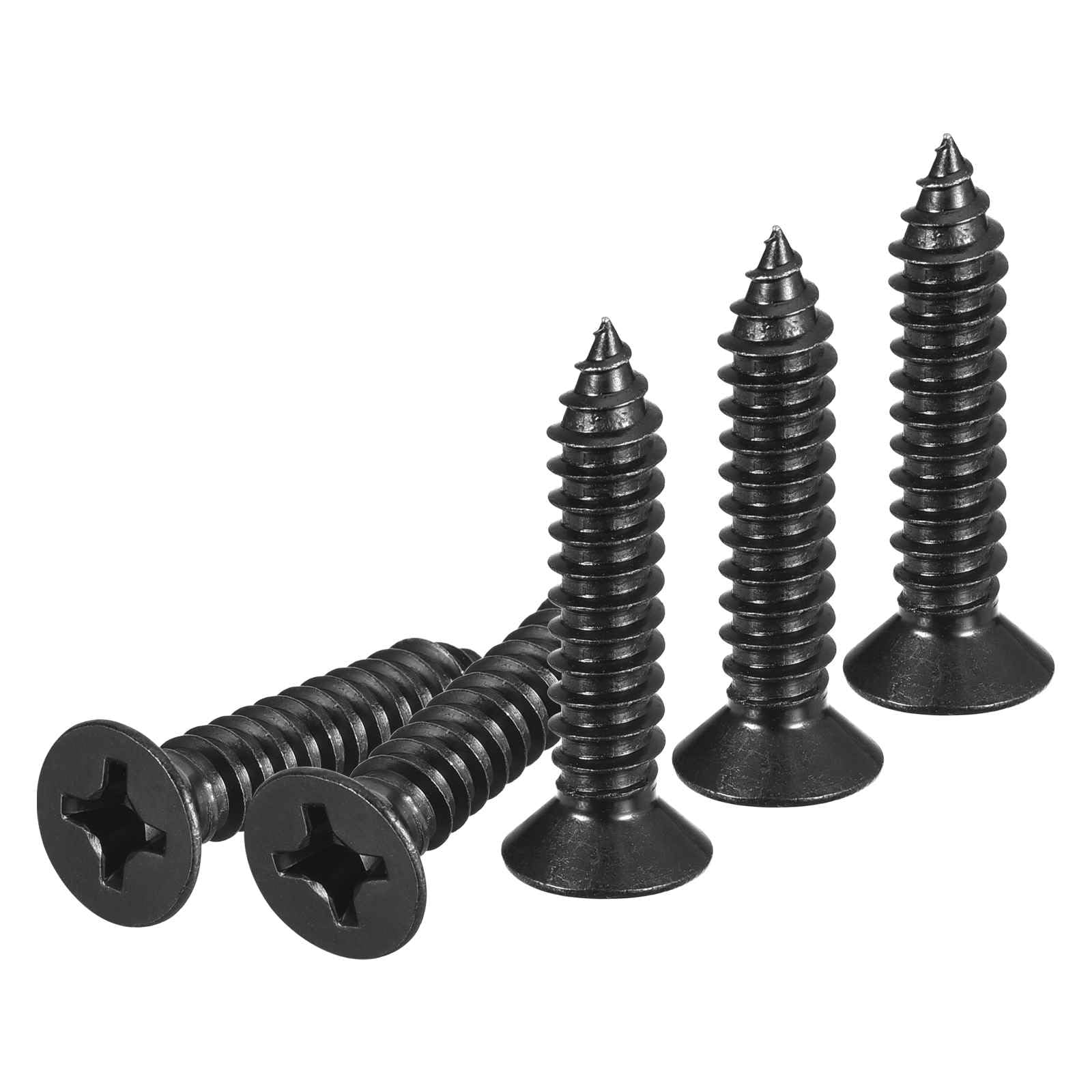 DTGN 25Pcs #14x1-1/4" Flat Head Wood Screws, 304 Stainless Steel Phillips Self Tapping Screws - Good for Woodworking, Furniture - Black