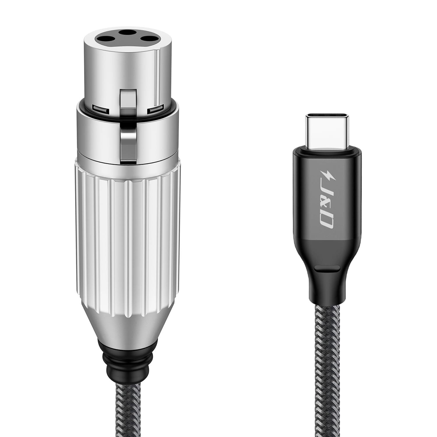 J&D USB C to XLR Microphone Audio Cable, Braided USB C to XLR Female Cable for Audio Recording, Dynamic Microphone, Compatible for iPhone 16/17 Series, MacBook, 3 Meter