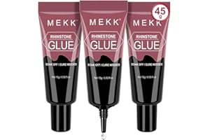MEKK Rhinestone Glue for Nails,45g Super Strong No Wipe Gel Nail Glue for Nail Charms Crystals Beads Jewels Diamonds & Gems Cure Needed 3D Gel for Salon & DIY Nail Art