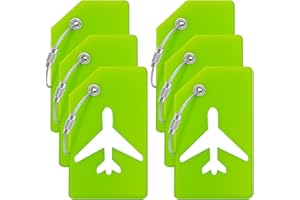 Luggage Tags, 6 Pack Silicone Suitcase Tags, Baggage Tags with Name ID Card and Stainless Steel Loops, Bright Color Luggage T