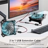 NewHail 2 Pack 120mm USB Fan Dual Ball Bearing 5V 3-Speed Cooling for Router TV view 3