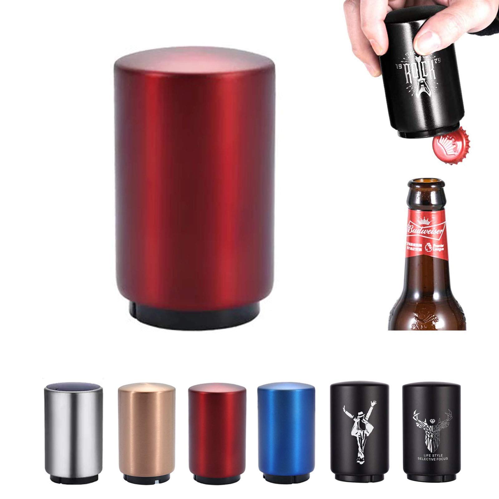 SUOXU Magnetic Automatic Bottle Opener,Beer Gift Men Father's Day,Stainless Steel Push Down Opener Weak Hands Arthritis Hands Beer Soda Cap Opener Kitchen Accessories,Christmas Gifts Stocking Fillers
