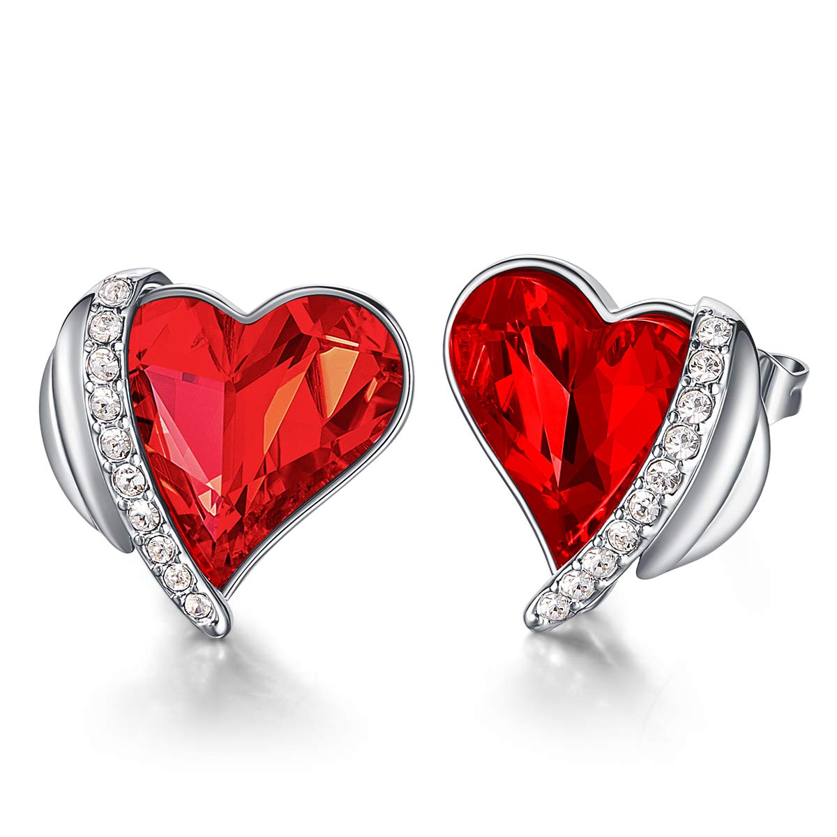 CDE Earrings for Women Heart Stud Earrings Jewellery Valentines Christmas Wedding Anniversary Birthday Mother's Day Jewelry Gifts for Her Wife Girlfriend Mum