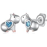 Capybara Gifts Capybara Earrings 925 Sterling Silver Lovely Capybara Stuff Birthday Gifts Jewelry Birthstone Earrings for Women