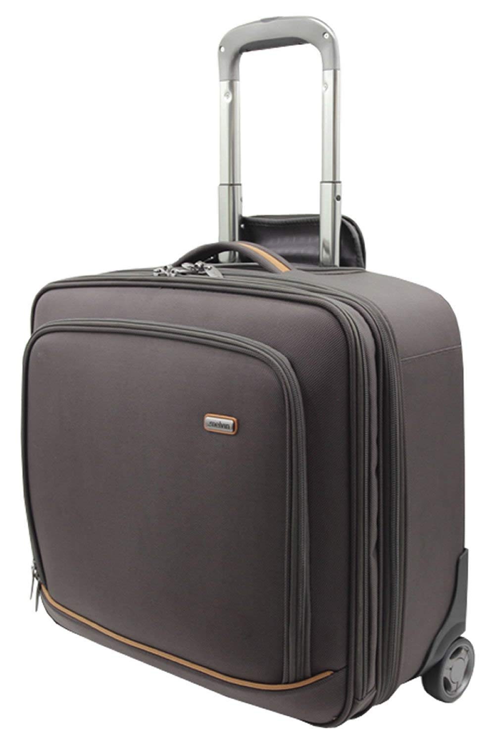 Melvin Luxury 17" Business Executive Roller Overnight Travel Briefcase Cabin Luggage Laptop Bag 2 Wheel Trolley Case