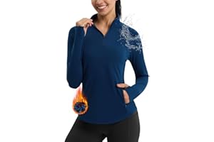 Emlovm Women's Fleece Running Jacket Quarter Zip Pullover Water Resistant Thermal Equestrian Shirt Warm Winter Golf Gear