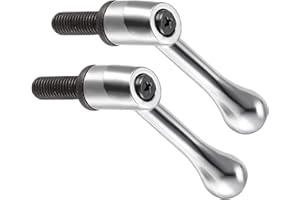 CoCud Clamping Lever Handles, M10 x 25mm Male Thread, Adjustable Quick Release Locking Rotating Bolt Knobs Silver Tone - (App