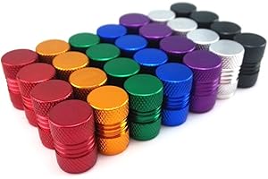 yueton 28pcs Colorful Aluminum Wheel Hub Shape Bicycle Bike Tire American Style Schrader Valve Caps Dust Covers