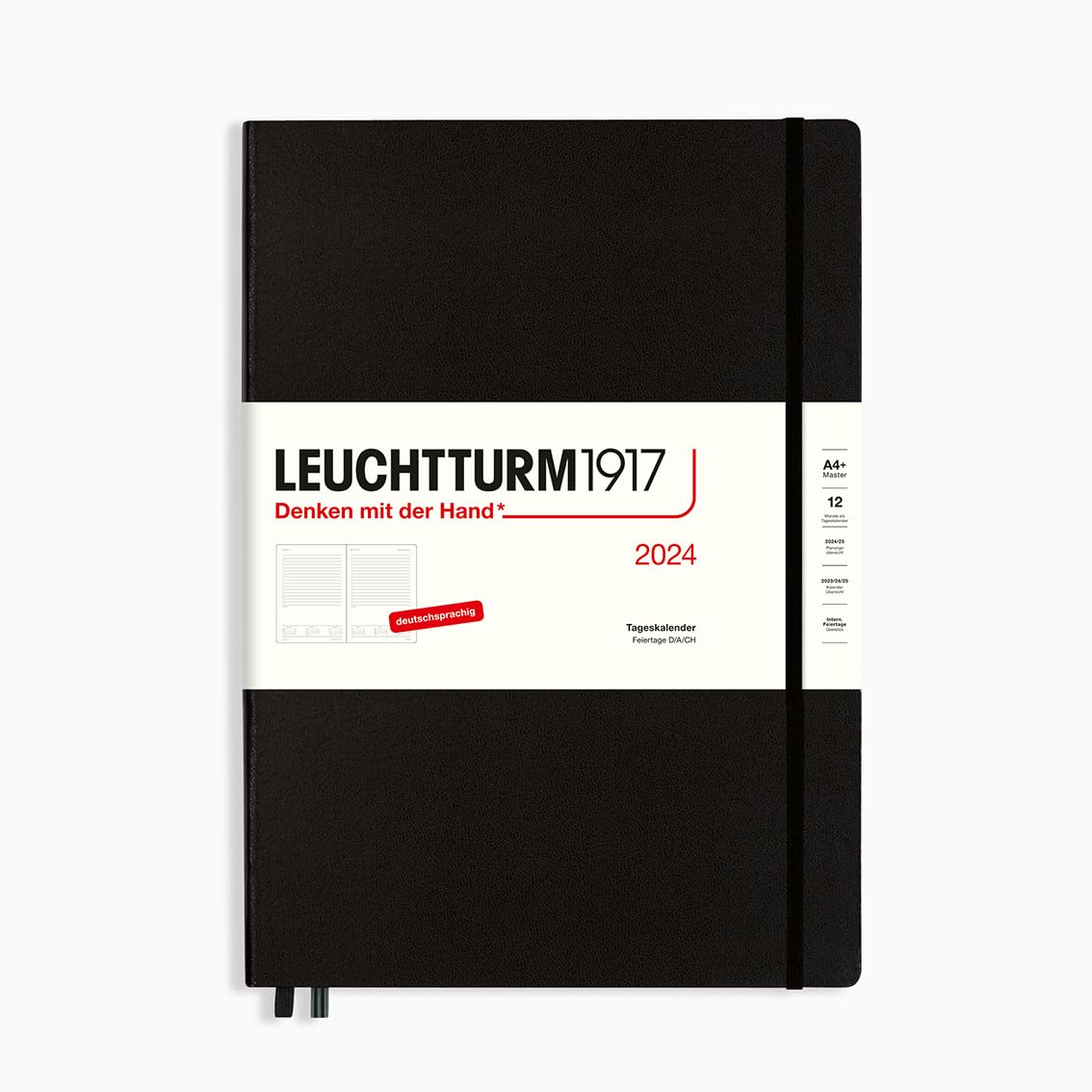 LEUCHTTURM1917 367584 Daily Calendar Master (A4+) 2024, Black, German, 12 Months