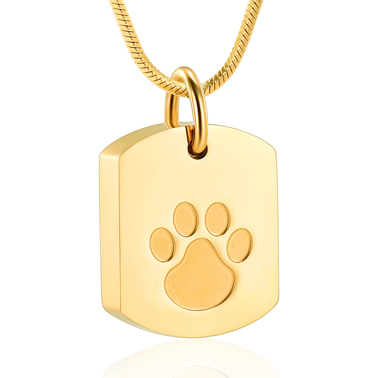 "Minicremation Cremation Jewelry Urn Necklace for Ashes for Pet, Paw Print Memorial Ash Jewelry, Keepsake Pendant for Pet's Cat Dog's Ashes with Filling Kit, 15mm*15mm, Metal,"