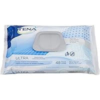 Tena Classic Skin-Caring Washcloths, 8x12.5 in., Soft-Pack/48 wipes
