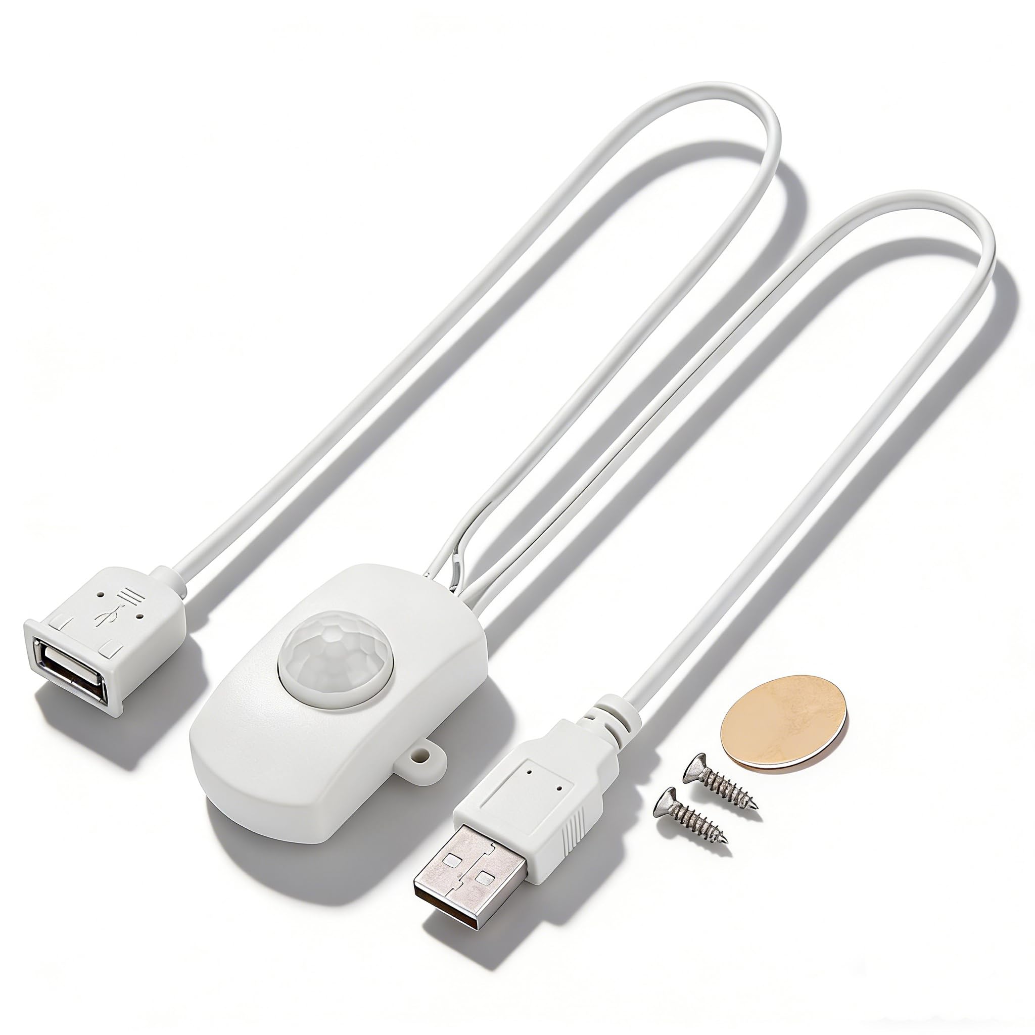 DC 5-24V Mini PIR Motion Sensor Occupancy Sensor for DIY LED Lighting, PIR Infrared Motion Sensor Detector Automatic LED Strip USB Interface (White)