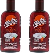 Malibu Sun Fast Tanning Oil Beta Carotene 200ml Pack of 2 Tropical Coconut