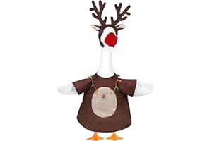 ENBOFID Reindeer Goose Outfit Christmas Porch Goose Clothes for 23" High Cement or Plastic Goose Statue for Outdoor Lawn Garden Yard Patio Xmas Holiday Decor