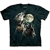 Mountain Three Wolf Moon T-Shirt Navy Blue