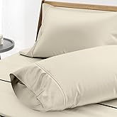 THREAD SPREAD 100% Egyptian Cotton Pillow Cases - 1000 Thread Count Pillow Cases Queen/Standard Size Set of 2, Soft & Breathable Extra Long Staple Sateen Weave Cotton Pillow Covers for Bed - Ivory