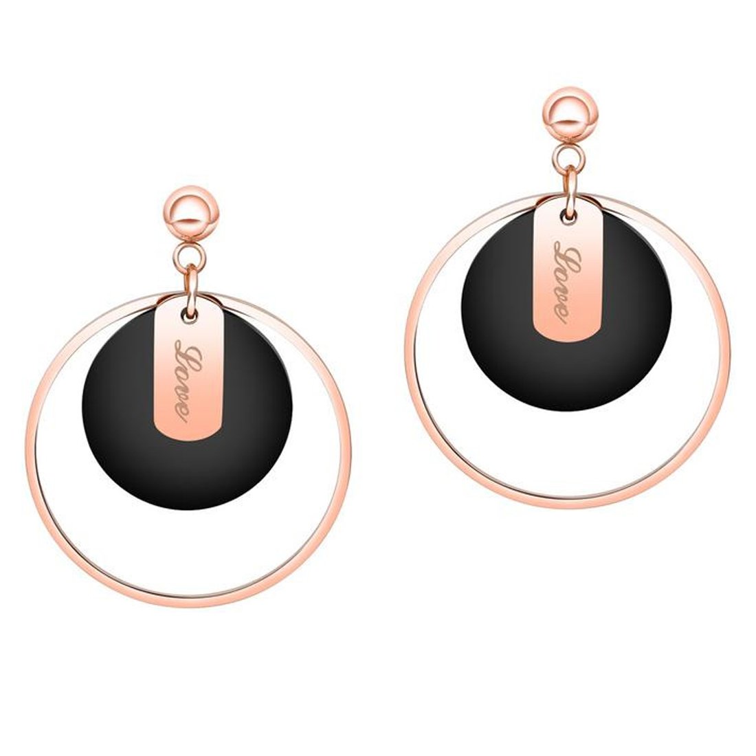 Caimeytie Acrylic Hoop Earrings Geometric Double Circle Earrings Love Personality earrings for women gift valentines present