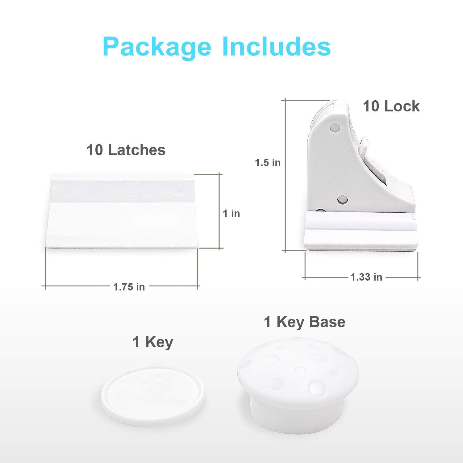 Magnetic Cabinet Locks - Baby Safety Locks, Childproof Cabinet Latch for Baby Proofing Cabinets, Drawers and Locking Cupboard - No Tools Needed (10 Locks with 1 Keys)