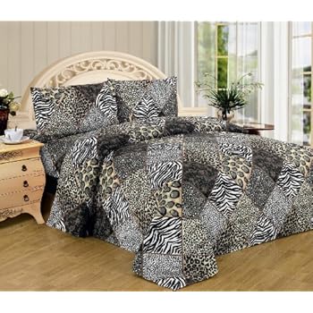 Amazon Com Wpm Black Brown Leopard Zebra King Size Sheet Set 4 Pc