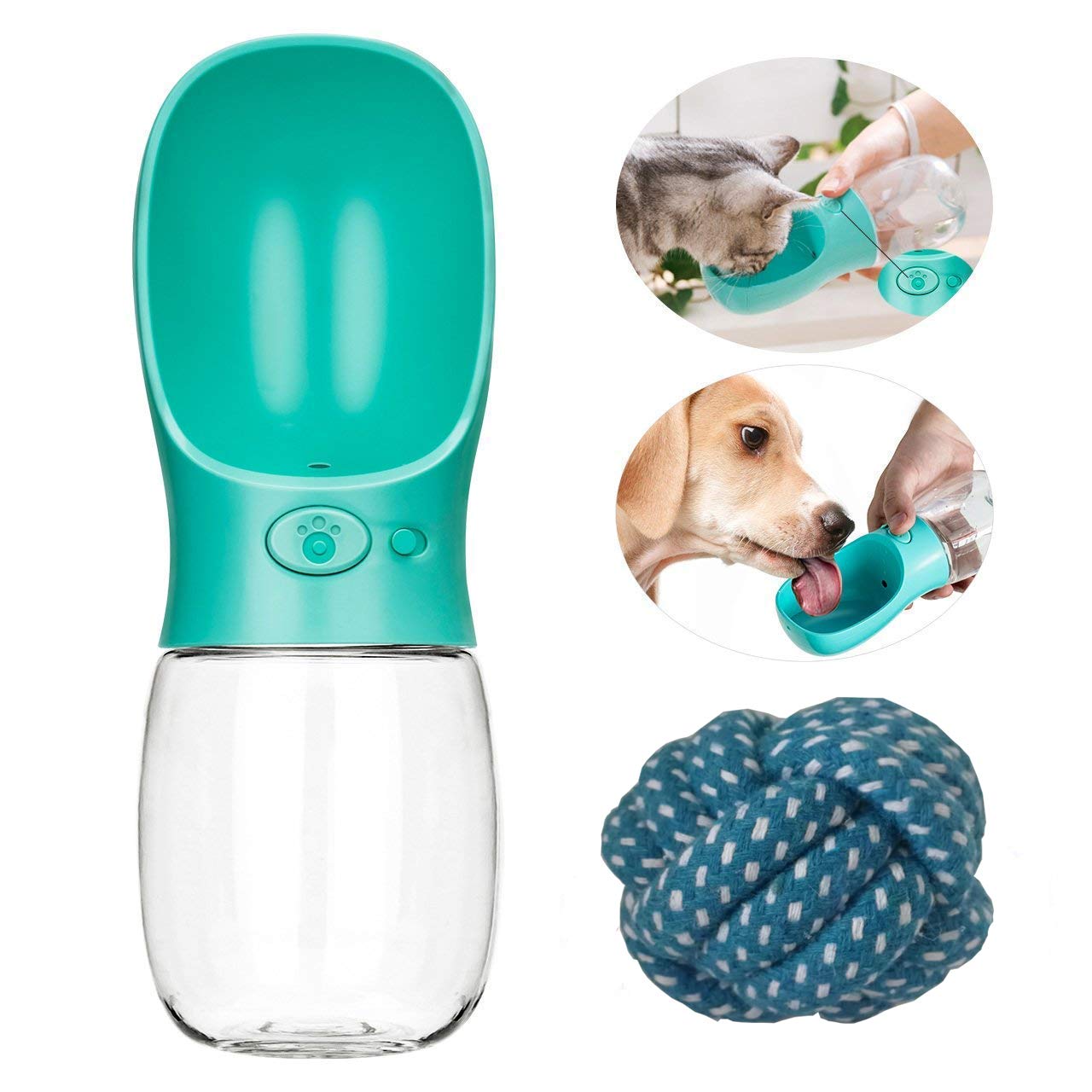 Portable Pet Dog Water Bottle - Portable Pet Dog Water Bottle - Portable Dog Water Dispenser, Fashion Pet Water Bottle Travel Dog Cat Water Dispenser with Drinking Feeder, Leak Proof, 350ml/12oz