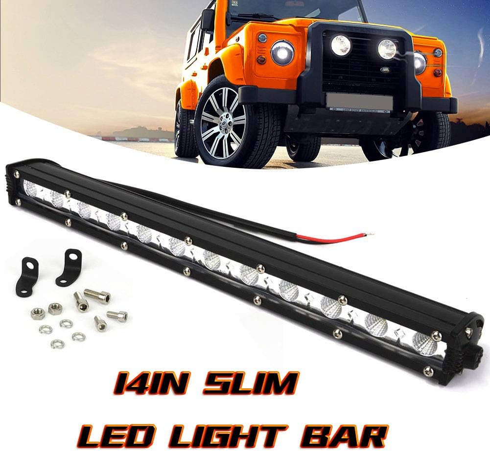 LED Light Bar, Single Row LED Light Bar 36W 3600LM Ultra Slim 14 inch LED Driving Off Road Lights Bar Spot Flood Combo Waterproof LED Auxiliary Work Lights for Truck SUV ATV Boat Tractor