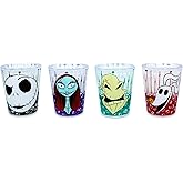 Silver Buffalo Disney The Nightmare Before Christmas 4 Piece Mini Cup Set Featuring Sally, Jack Skellington, Zero, and Oogie Boogie, 1.5 Ounces